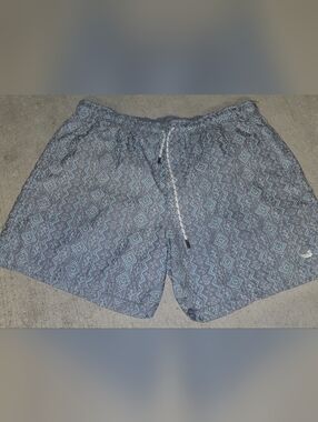 Southern Marsh Gray and Blue Geometric Drawstring Shorts